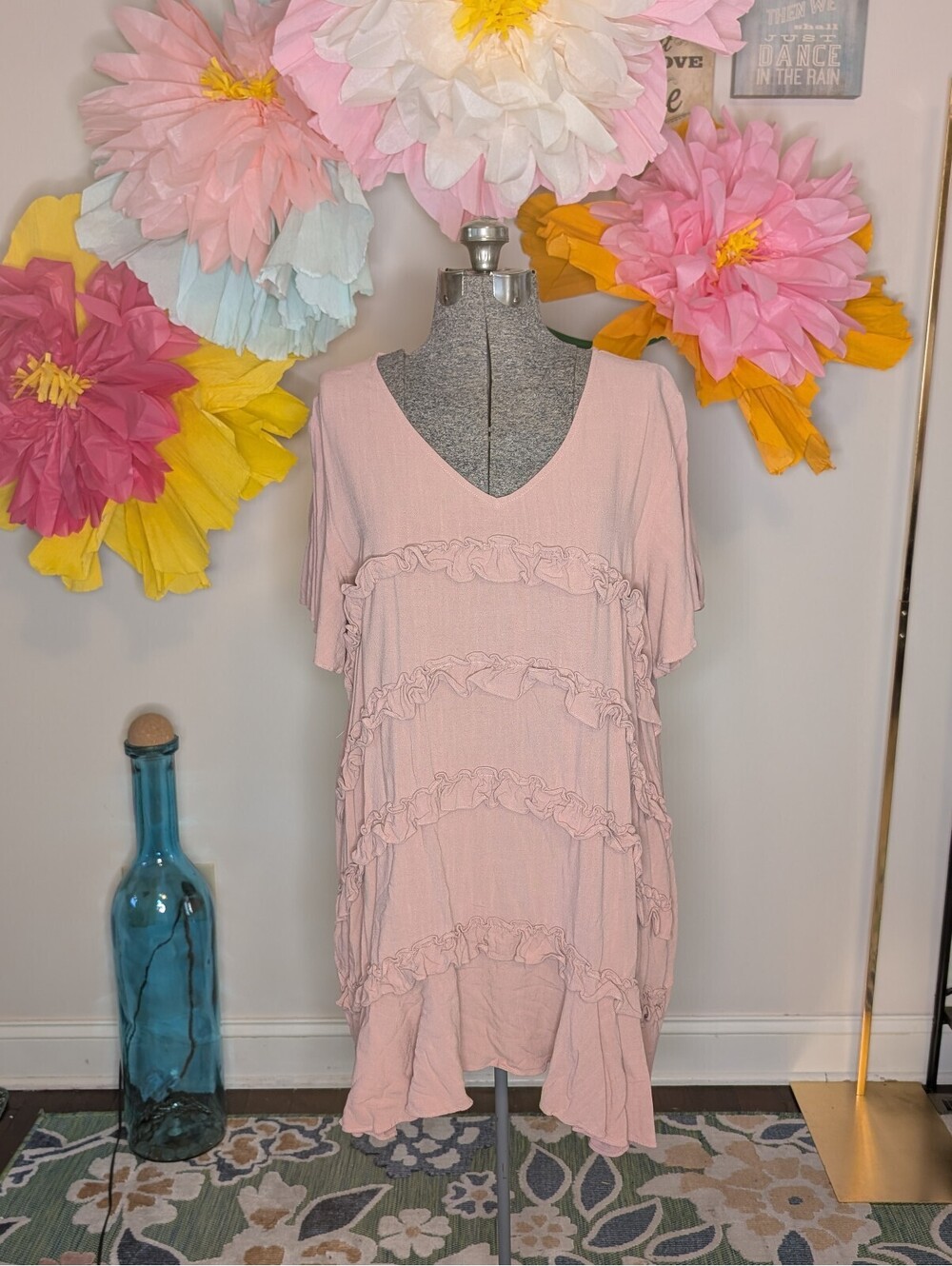 2068 - Jade by Jane Pink Ruffle Detail Dress 2X